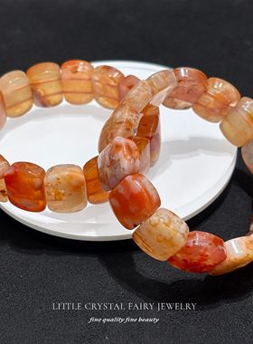 天然樱花玛瑙红色手牌排手链可diy原创水晶首饰女孩小众送人礼物
