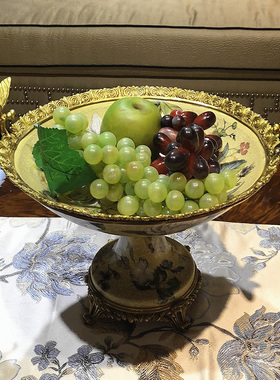 牡丹花瓶摆件室内陶瓷配铜欧式