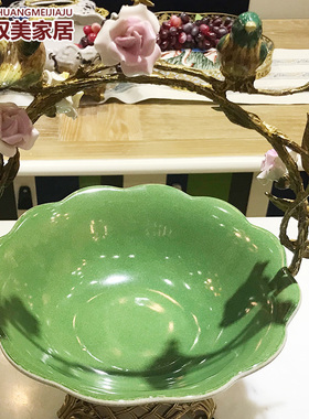 家得宝欧式花鸟陶瓷茶几果盘
