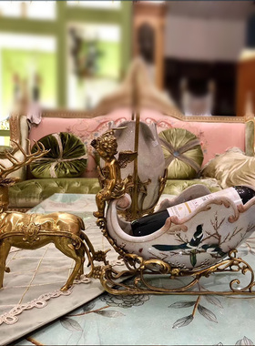 陶瓷福鹿水果盘陈设欧式风装饰品