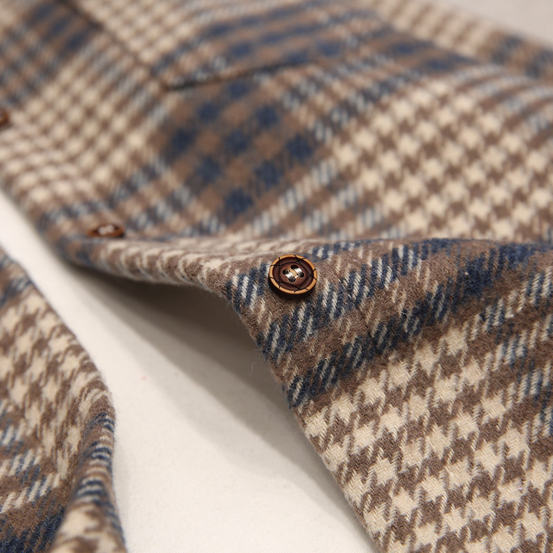 复古原宿宽松加绒毛呢女士外套衬衫 梵桃衬衫