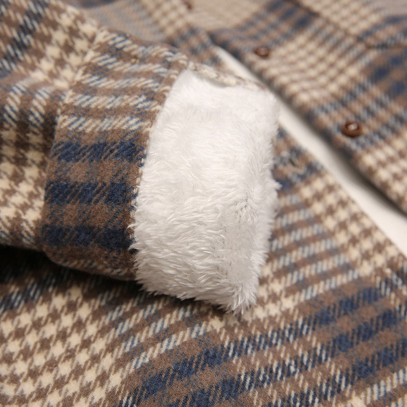 复古原宿宽松加绒毛呢女士外套衬衫 梵桃衬衫