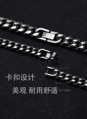 不掉色潮牌男士古巴链项链