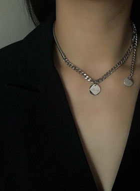 新款潮女INS双拼可卫衣项链