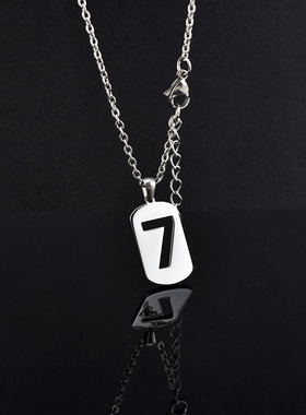 嘻哈钢制幸运数字7女ins吊牌项链
