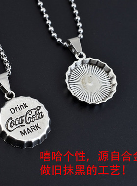 个性嘻哈瓶盖项链ins女潮男圆牌