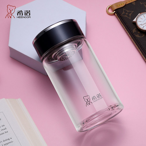 希诺单层玻璃杯加厚女士时尚小巧便携官网正品西诺水晶杯子 - 图0