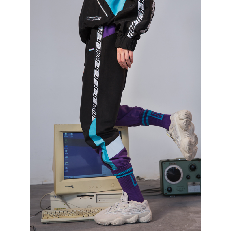 休闲裤校服 ins 秋冬复古串标冲锋运动束脚裤男女拼接 2018 NOCAO 休闲裤校服 ins 秋冬复古串标冲锋运动束脚裤男女拼接 2018 NOCAO
