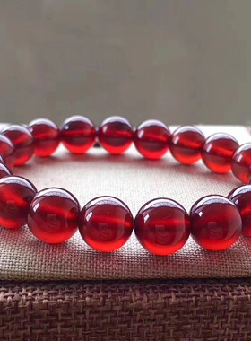 天然手链多圈情侣送礼橙红石榴石