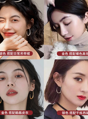 水滴耳圈素圈耳环女2026新款爆款高级感复古港风耳钉轻奢独特耳饰
