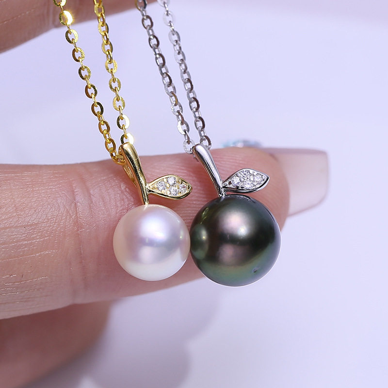 DIY配件 S925纯银珍珠吊坠空托经典苹果项链坠子银托挂坠配饰8-12,淘宝优惠券,粉丝福利购,淘宝优惠卷