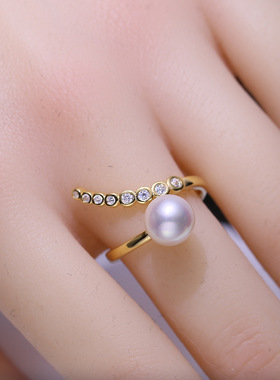 DIY配件S925纯银珍珠戒指空托