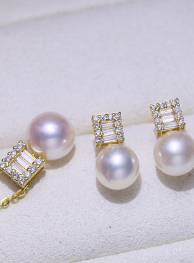 DIY配件S925纯银珍珠耳环吊坠套