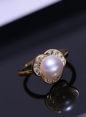 DIY配DIY配件S925纯银珍珠戒指