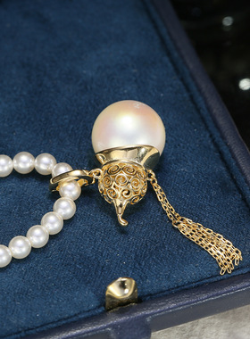 DIY配件S925纯银葫芦珍珠吊坠空托灵动流苏大珠遮瑕项坠空托12-16