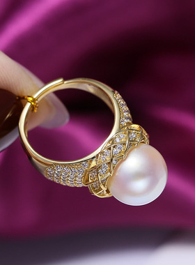 DIY配件S925纯银精工遮瑕珍珠戒