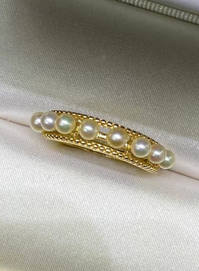 DIY配件S925纯银气质珍珠戒指空