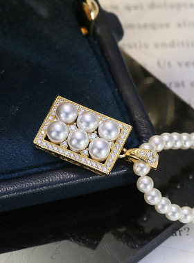 DIY配件 S925纯银高级感珍珠吊坠空托 多珠项坠扣头可打开配饰3-4