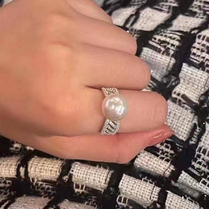 diy珍珠配件 S925纯银精美戒指空托配饰 手工戒托材料手饰半成品 - 图2