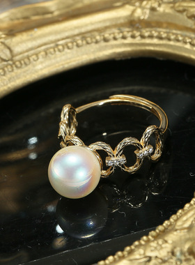 DIY配件S925纯银珍珠戒指空托