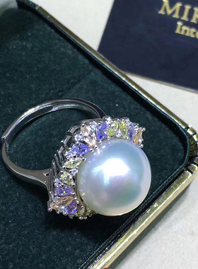 diy配件s925银戒指炫彩华丽空托