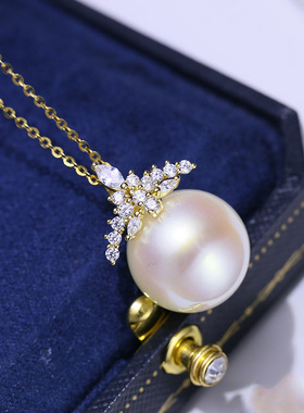 DIY配件S925纯银皇冠珍珠吊坠空