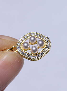 DIY配件S925纯银珍珠吊坠空托