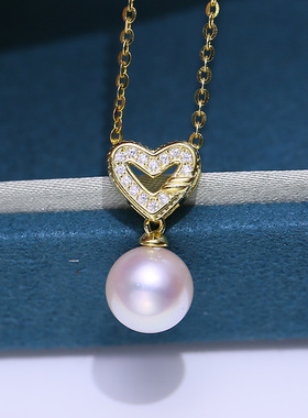 DIY配件S925纯银爱心珍珠吊坠头