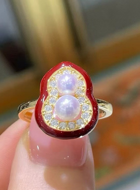 DIY配件S925纯银葫芦珍珠戒指空