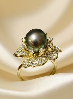 DIY配件S925纯银珍珠戒指空托配