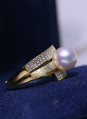 DIY配件S925纯银珍珠戒指空托