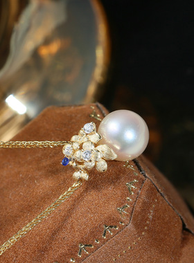 DIY配件 S925纯银精美珍珠吊坠空托半成品 时尚项坠银托材料8-12