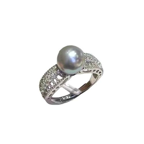 DIY配件 S925纯银时尚减龄珍珠玉石戒指空托 半成品手工指环戒托 - 图3