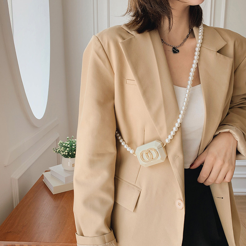 镶钻盒子包2026新款珍珠链条耳机包零钱包金属腰包晚宴潮包斜挎包,淘宝优惠券,粉丝福利购,淘宝优惠卷