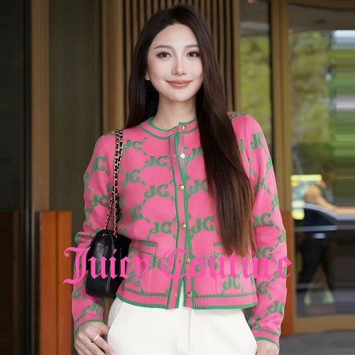 【含绵羊毛】Juicy Couture橘滋外套女25年秋冬新款撞色针织开衫 - 图3