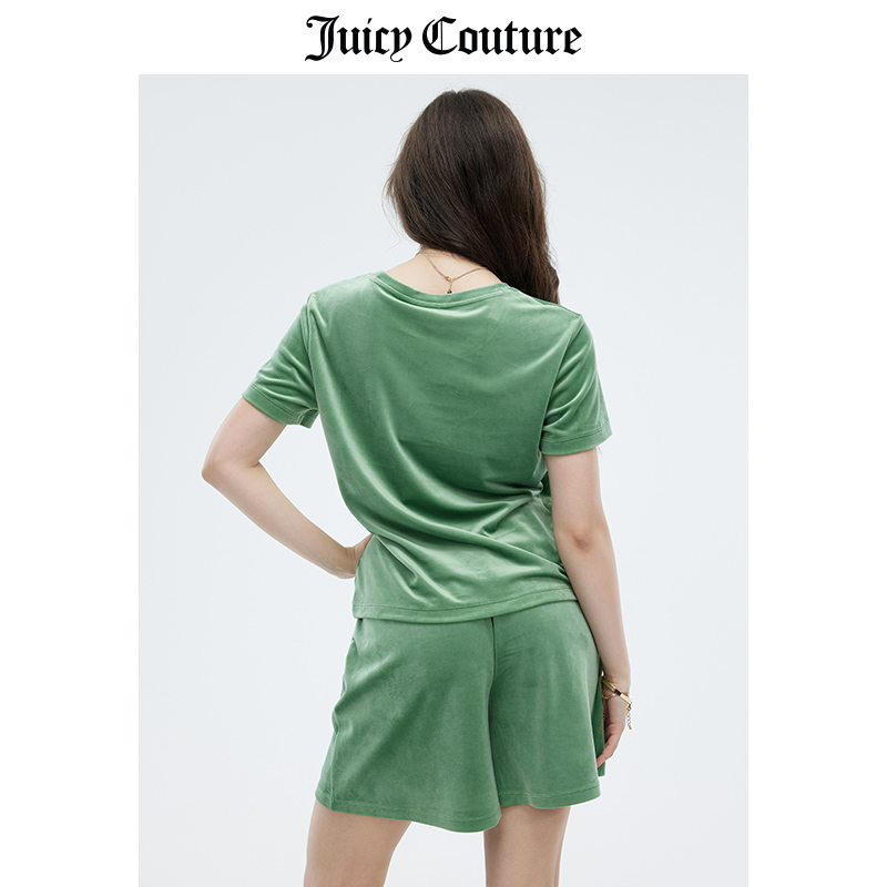 Juicy Couture橘滋套装女夏季新款美式运动短袖T恤天鹅绒休闲短裤