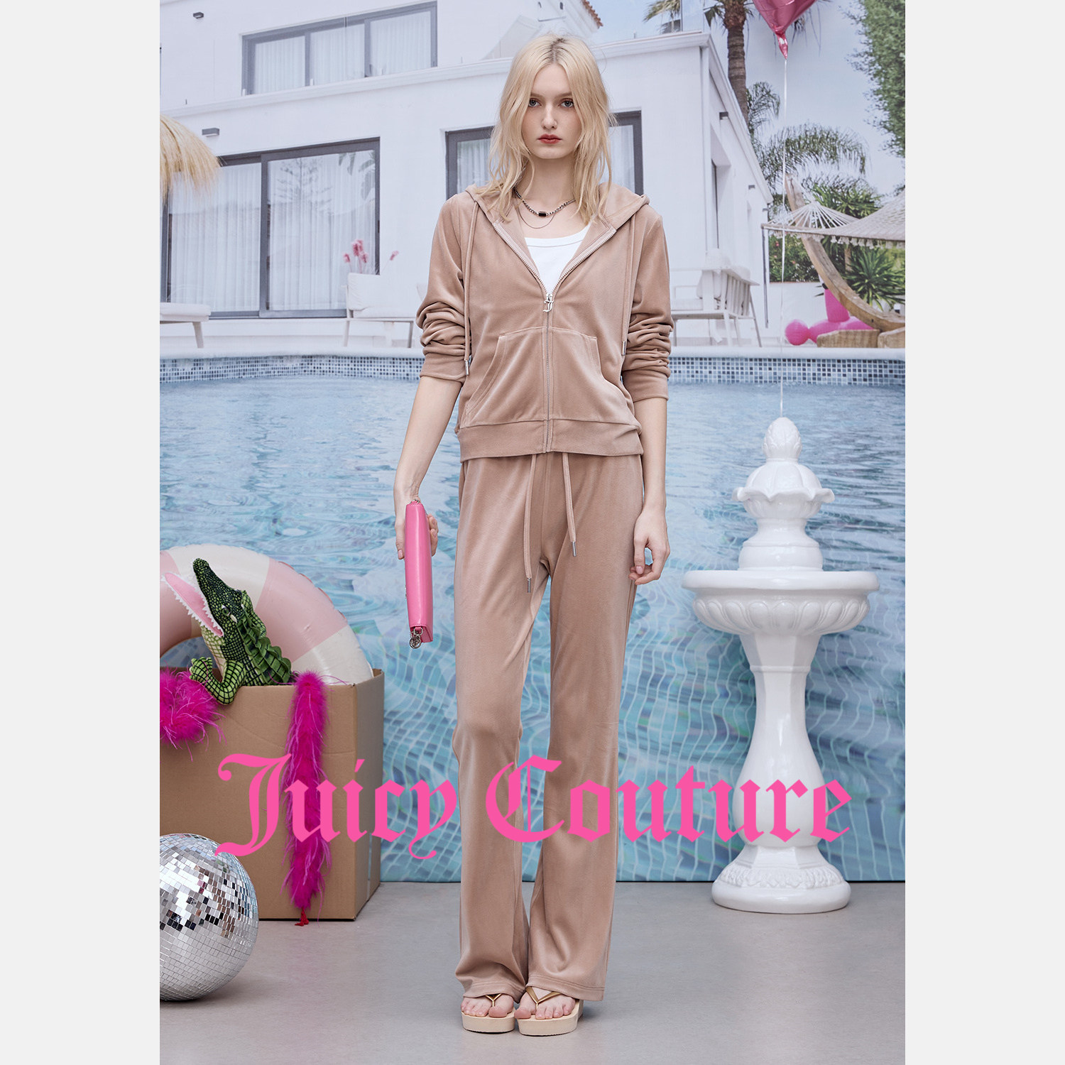 Juicy Couture橘滋【零压弹力丝绒】休闲裤女26春季新款烫钻长裤,淘宝优惠券,粉丝福利购,淘宝优惠卷