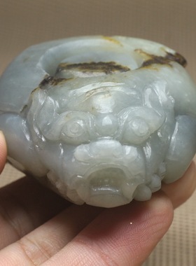 国内鉴定青白玉把件细腻貔貅扳指