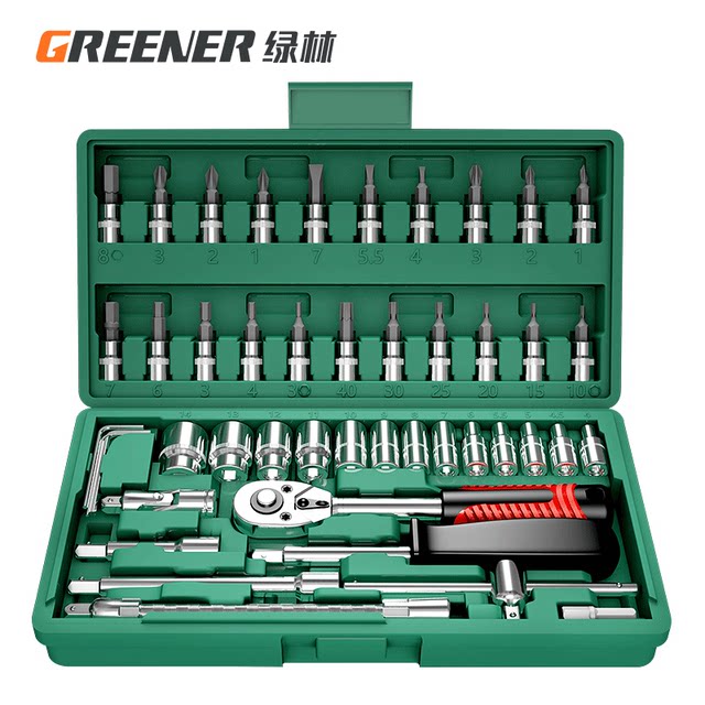 Green forest auto repair tool sleeve ratchet wrench set