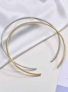 2024新款跨境夸张个性小众设计钛钢金色项圈镀金项饰女朋克夜店风