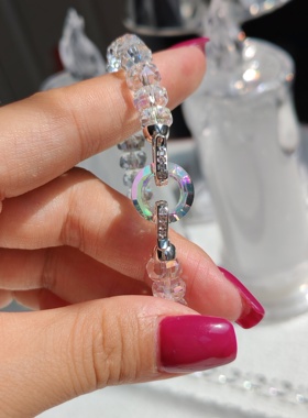 原创手作施家甜甜圈天使环水晶手链可换甜甜圈闺蜜礼物