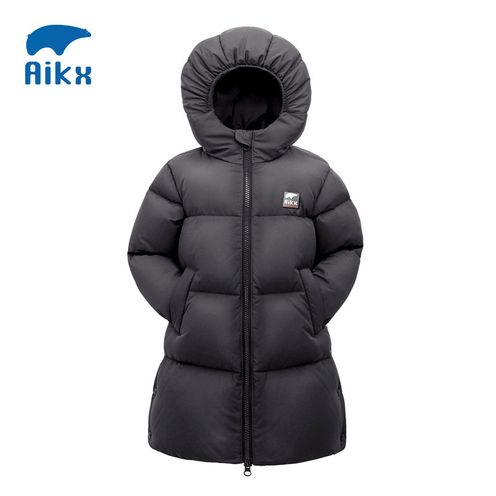 艾可休儿童羽绒服长款过膝宝宝中大童连帽男加厚男冬女童冬季羽绒