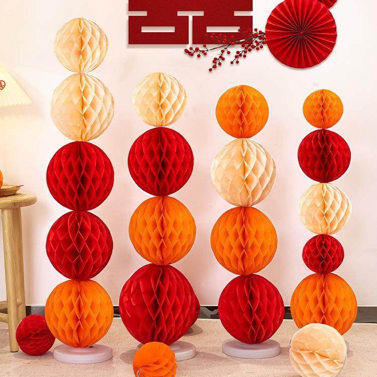 2026款结蜂窝球纸灯笼立柱装婚房婚布置套装网红婚礼新房饰客厅拍,淘宝优惠券,粉丝福利购,淘宝优惠卷