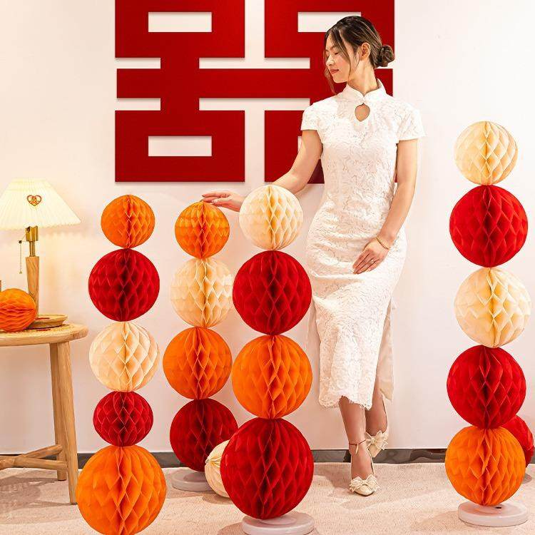 2026款结蜂窝球纸灯笼立柱装婚房婚布置套装网红婚礼新房饰客厅拍,淘宝优惠券,粉丝福利购,淘宝优惠卷
