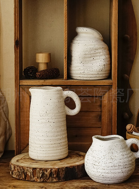 美家荟田园风陶瓷大花瓶摆件客厅软装ins感复古家居艺术花器