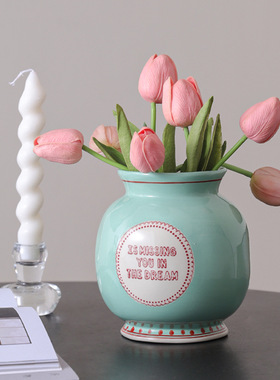 创意陶瓷花瓶ins风鲜花插花器轻奢感家居桌面摆件小众装饰品