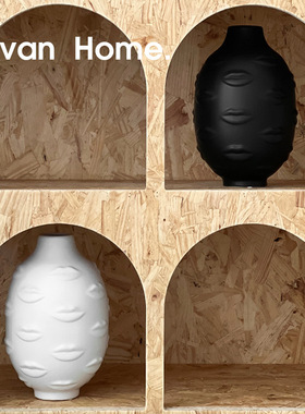 跨境北欧艺术人脸陶瓷花瓶家居客厅工艺品摆件水培鲜花百合插花瓶