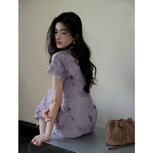 Дизайнерское сиреневое ципао, платье, (в наличии на складе), китайский стиль