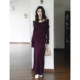 High-end purple French one-shoulder long skirt