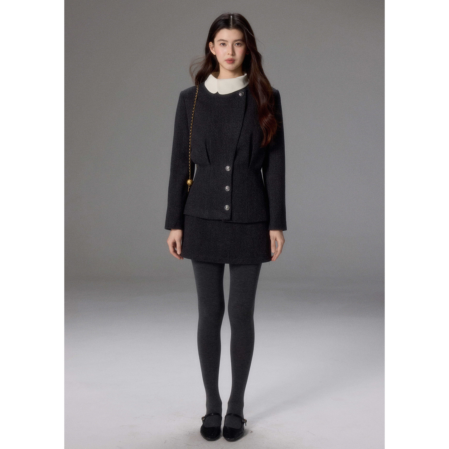 贰羊设计【拾雾】小香风撞色短款假两件毛呢外套女冬半身短裙套装,淘宝优惠券,粉丝福利购,淘宝优惠卷